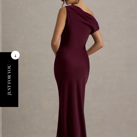 Club L London Burgundy Isolde Off-Shoulder Gown - Picture 2 of 4